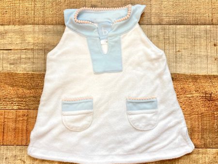 Bella Bliss White with Blue Trim Terry Cloth Swimsuit Cover Up- Size 12M Online Sale