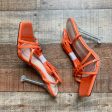 No Brand Bright Orange Patent with Clear Stiletto Lace Up Heels- Size 39 US 9 (New in Box) on Sale