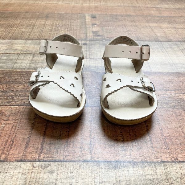 Sun-San White Leather Sweatheart Sandals- Size 6 Cheap