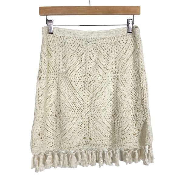 Sadie x Sage Natural Crochet Fringe Skirt NWT- Size L Cheap