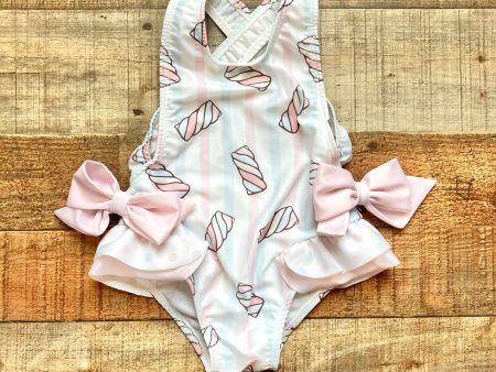 Sal & Pimenta Striped Twisted Candy Print Ruffle Swimsuit- Size ~12M (see notes) Online