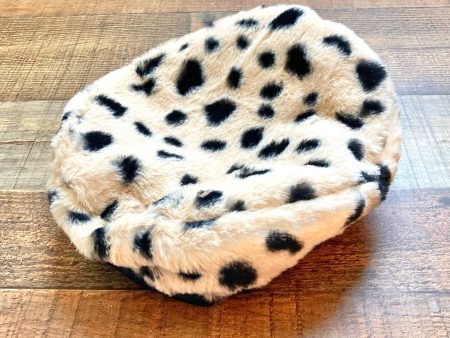 Show Me Your Mumu Beige Black Animal Print Faux Fur Adjustable Beret NWT (sold out online, we have matching handbag) For Cheap