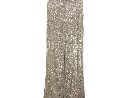 Aakaa Silver Sequin Wide Leg Pants- Size M (Inseam 32.5”) For Discount