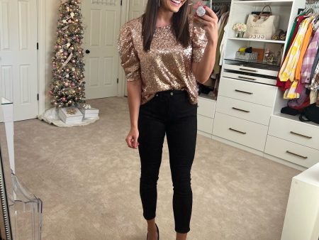 Allison Joy Rose Gold Sequins Top- Size S Cheap