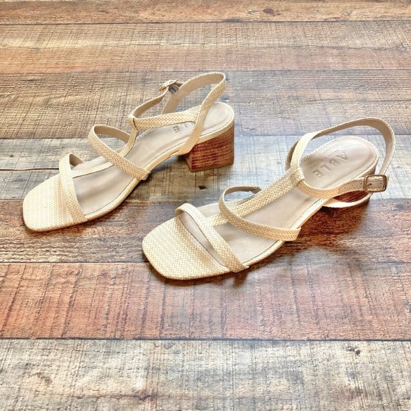 ABLE Natural Raffia Block Heel Sandals- Size 9 (LIKE NEW) Online now