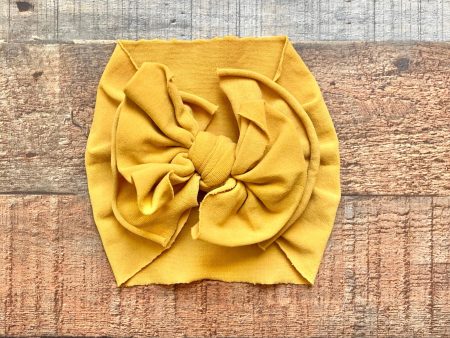 Baby Bling Mustard Bow Headband- Size ~0-6M (see notes) Sale