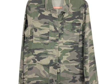 Pink Lily Camo Lightly Distressed Shacket- Size S on Sale