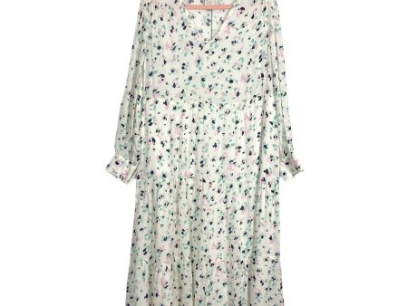 A New Day Cream Navy Mint Lilac Patterned Midi Dress NWT- Size S Cheap