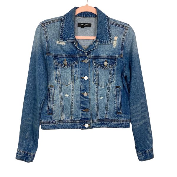 Black Label Distressed Denim Jacket- Size S Cheap