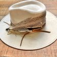 Glitzy Bella Cream Gold Chain Feather Faux Suede Hat NWT Cheap