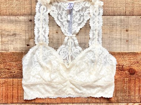 Free People Intimately Cream Lace Racerback Bralette- Size XS (see notes) For Sale