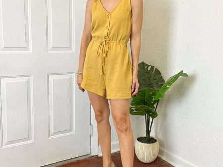 EB Luxe Mustard Turn Away Romper NWT- Size S (sold out online) on Sale