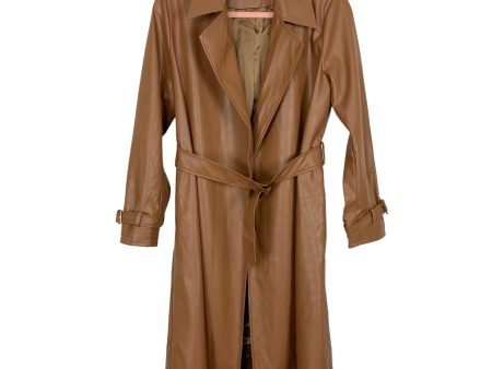 Amaryllis Brown Faux Leather Belted Jacket- Size M Hot on Sale