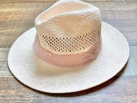 Halogen Light Pink Adjustable Inner Tie Straw Hat-One Size For Sale