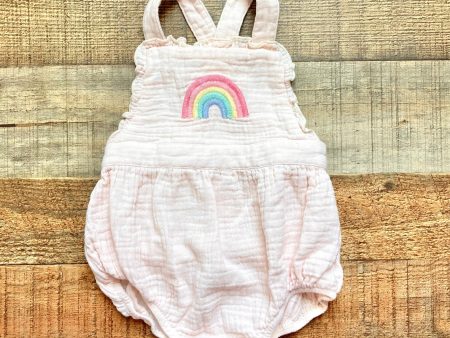 Angel Dear Pink Rainbow Embroidered Overall Bubble- Size 6-12M Online now