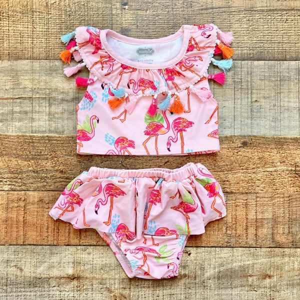 Mudpie Pink Flamingo Tassel Bikini Set- Size 9-12M Online Hot Sale