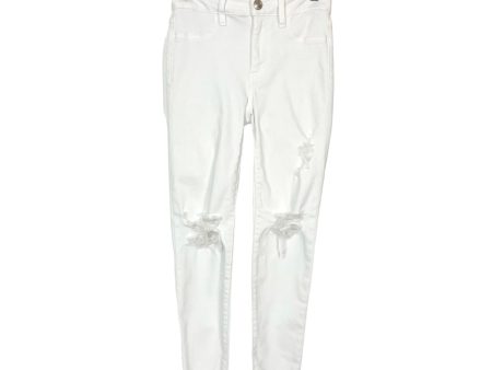 American Eagle White Distressed Raw Hem Ne(X)t Level Stretch Hi-Rise Jeggings- Size 0 Short (Inseam 26.5” , see notes) Hot on Sale