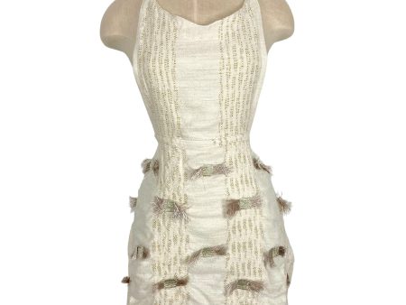 Anthropologie Cream Metallic Gold Fringe Apron Online