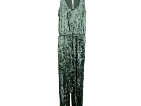 Gibson Look Green Crushed Velvet Tie Waist Tank Jumpsuit- Size S For Sale