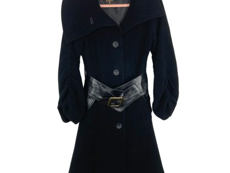 Mackage Black Wool Cashmere Leather Belted Trench Coat- Size XS Supply