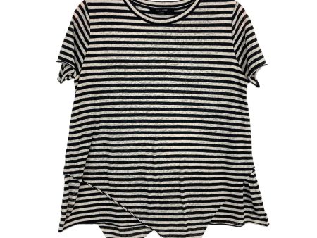 Allsaints White and Black Striped Asymmetrical Hem Tee- Size S Online Sale