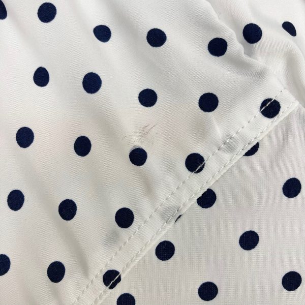 Lou & Grey Ivory Navy Polka Dot Drawstring Back and Cuffs Rain Jacket NWT- Size XS (see notes) Supply