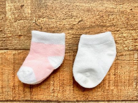 No Brand Two Sets of White and Pink Socks- Size ~NB (see notes) Online Hot Sale