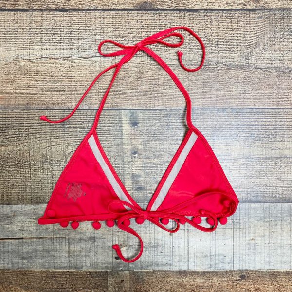 Tularosa Red Mesh Pom Pom Bikini Top- Size M (sold out online, we have matching bottoms) Online