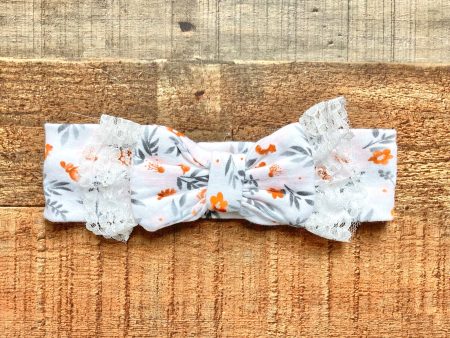 Kyle & Deena Floral Bow with Lace Baby Headband Cheap