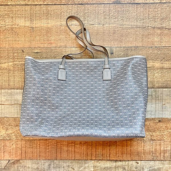 Tory Burch Gray Heron Gemini Link Coated Canvas Tote (sold out online) Online Hot Sale