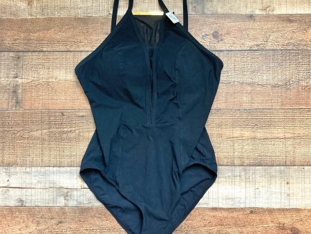 Amoressa Black Mesh Front with Gold High Neck Bar One Piece NWT- Size 14 For Cheap