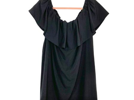 French Connection Black Off the Shoulder Ruffle Dress- Size L on Sale