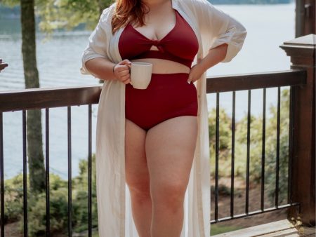 Wild Isles Burgundy High Waisted Bikini Bottoms- Size 12 14 (we have matching top) Sale