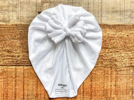 Bunny Knots White Bow Headwrap- Size NB Hot on Sale