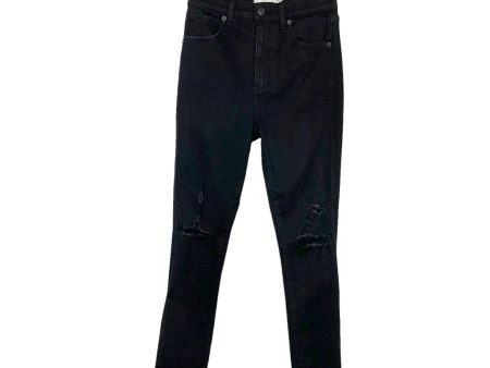 Abercrombie & Fitch Black Distressed with Raw Hem High Rise Super Skinny Ankle Jeans- Size 25 (26.5” Inseam) Supply