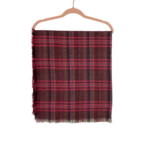 Sole Society Wine Pink Plaid Fringe Scarf Fashion