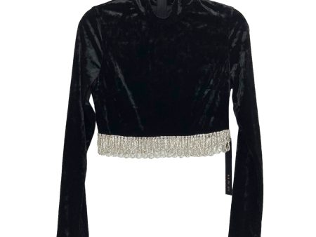 Mad for Love Black Velvet Rhinestone Trim Mock Neck Top and Skirt Set NWT- Size M (sold as set) Discount