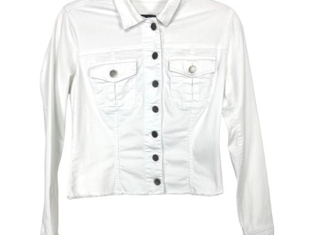 Kut from the Kloth White Denim Frayed Hem Jacket- Size S (see notes) Fashion