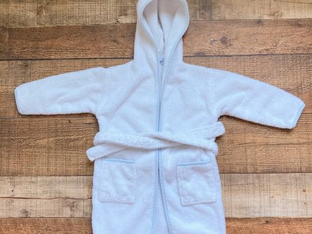 No Brand White with Blue Trim Hooded Bathrobe- Size 1-2Y For Cheap