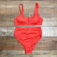 Xhilaration Red Ribbed Button Front High Waist Bikini Bottoms- Size M (sold out online, we have matching top) Hot on Sale