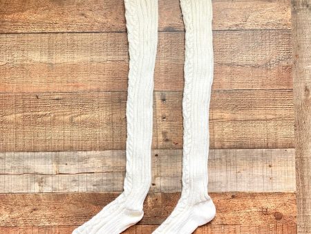 No Brand Cream Cable Knit Over the Knee Socks Supply