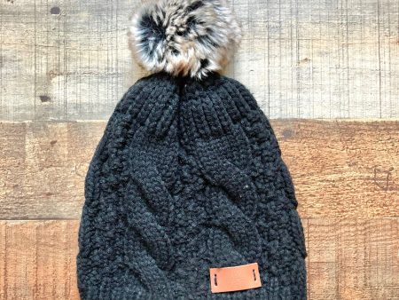 No Brand Black Cable Knit Pom Beanie (see notes) Sale