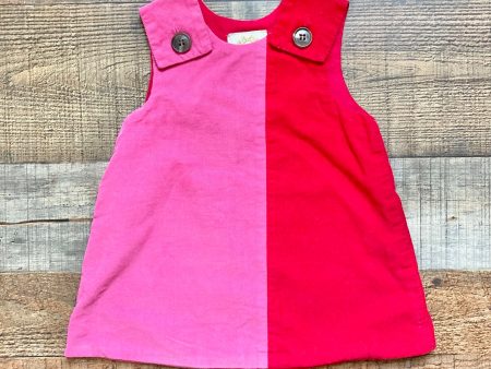 The Beaufort Bonnet Company Red Pink Corduroy Jumper Dress- Size 12-18M Hot on Sale