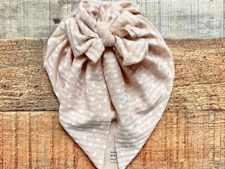 Bunny Knots Tan Ribbed Knit with Stars Bow Headwrap- Size XS Cheap