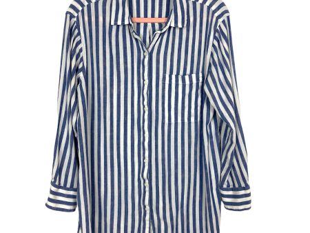 Aerie Blue White Striped Button Down Cover Up- Size S Cheap