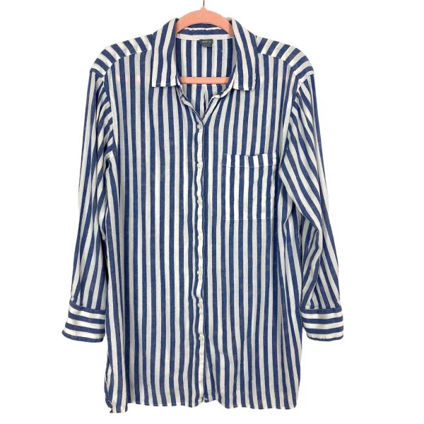 Aerie Blue White Striped Button Down Cover Up- Size S Cheap