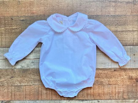 The Beaufort Bonnet White Scalloped Peter Pan Collared Long Sleeve Onesie- Size 18 24M on Sale