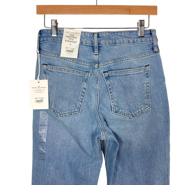 Free Assembly Light Wash Distressed The Original 90 s Straight Jeans NWT- Size 4 (Inseam 28”) on Sale