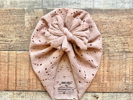 Bunny Knots Mocha Eyelet Bow Headwrap- Size NB Online