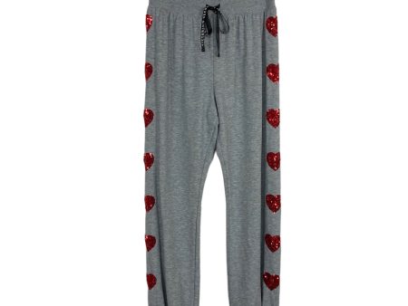 Victoria s Secret Gray with Red Sequin Hearts Lounge Pants- Size S Supply